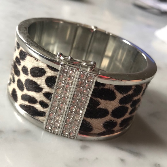 Ann Taylor Jewelry - Ann Taylor Silver Rhinestone Animal Printed Cuff